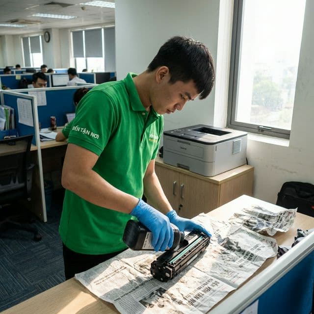 Kỹ thuật viên ĐẾN TẬN NƠI đổ mực máy in laser tại Đà Nẵng