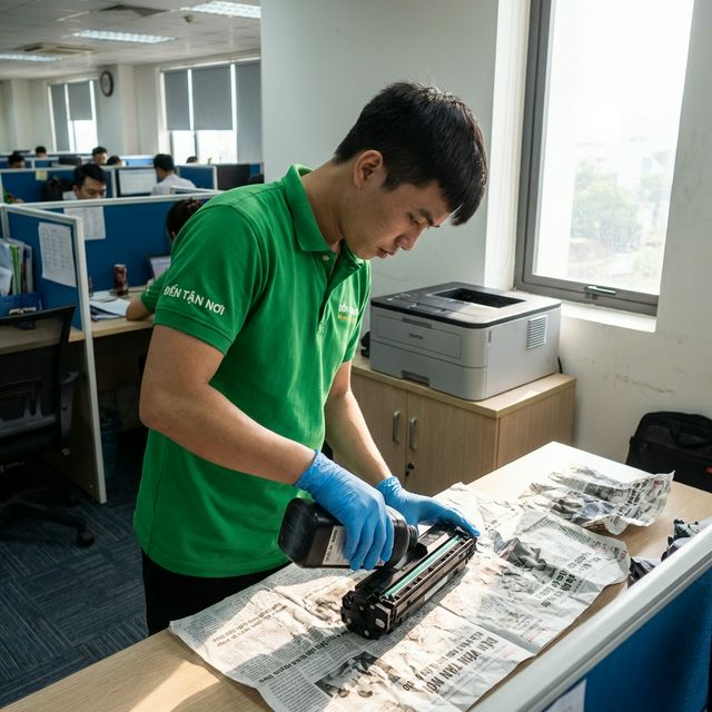 Kỹ thuật viên ĐẾN TẬN NƠI đổ mực máy in laser tại Đà Nẵng